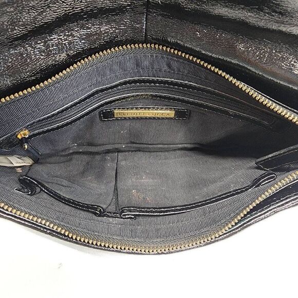 Elliott Lucca Black Woven Leather Clutch With Wrist Strap Women's Bag - Picture 5 of 11